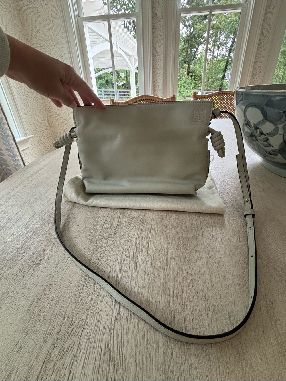 Loewe Mini Flamenco Light Celadon/grey/mint Leather Knot Clutch - Picture 3 of 10